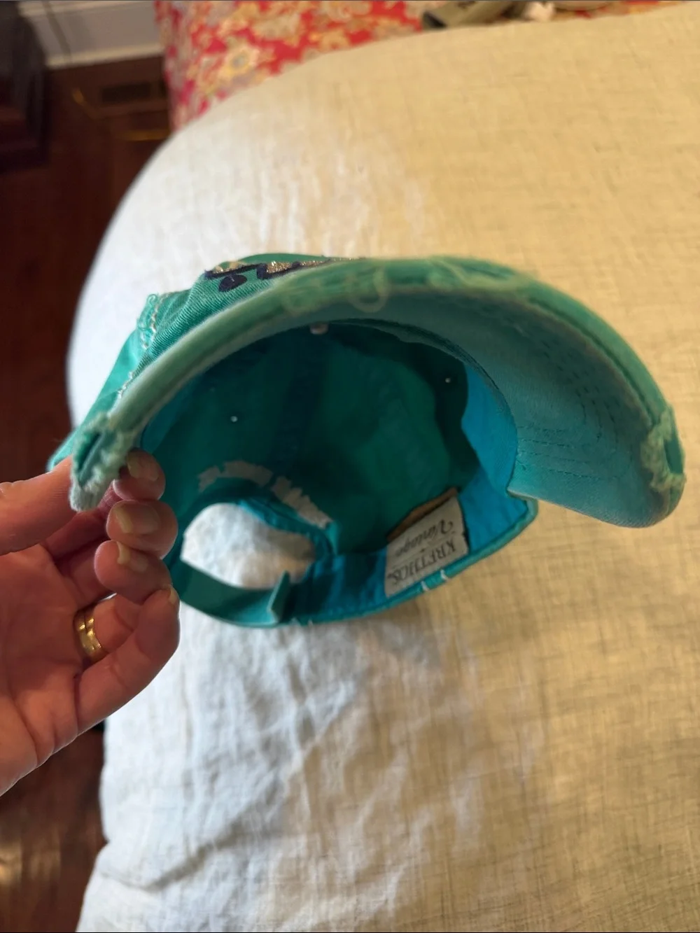 KBETHOS Teal Embroidered 'Jeep Hair' Glitter Grill Baseball Cap